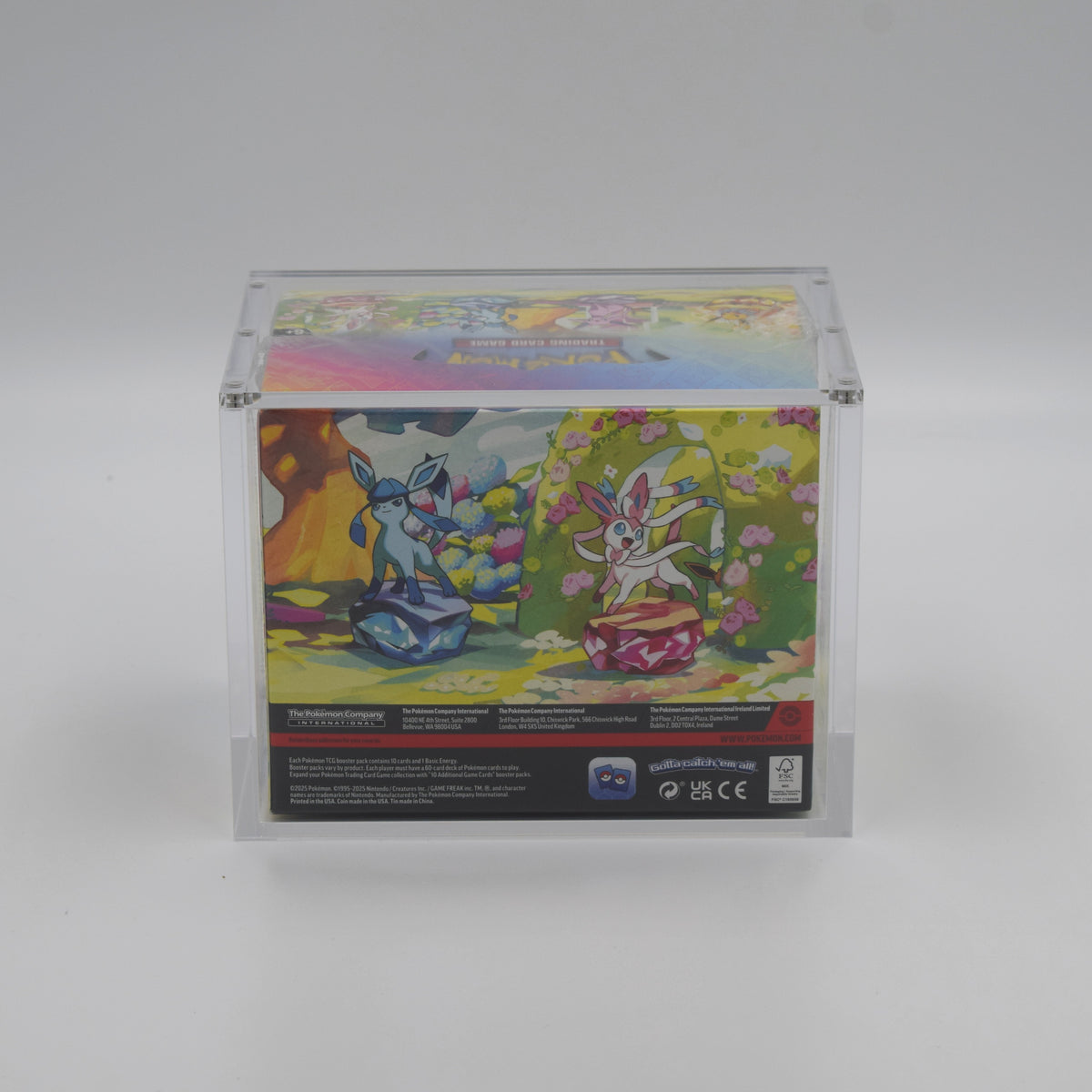 Acrylic case for a Pokémon Mini Tin 8-pack display, rear view