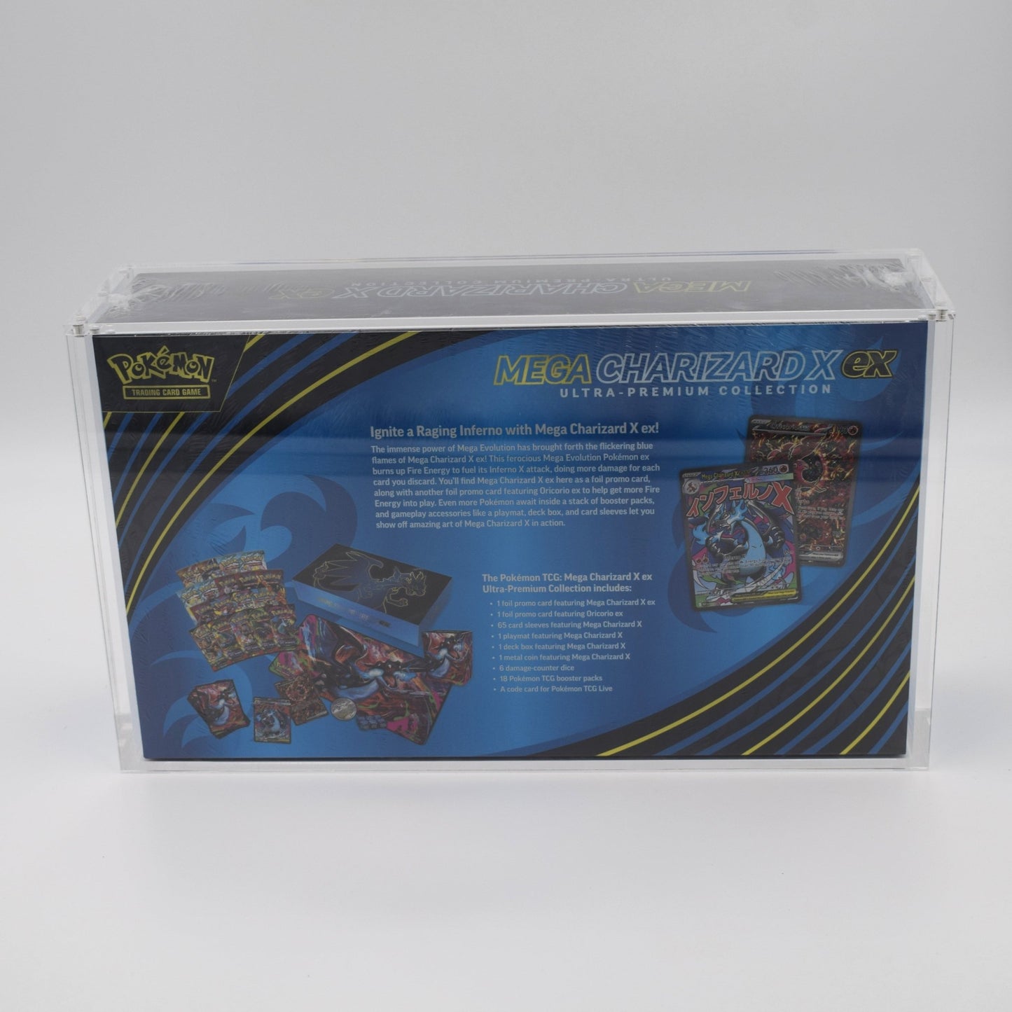 Acrylic case for Pokémon 151 and Mega Charizard X EX UPC display