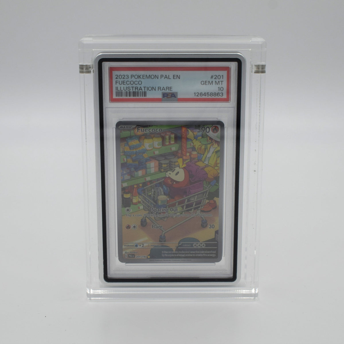 Acrylic display case with front guard fitted to a graded card slab